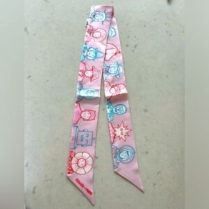 Hermes Twilly pink silk scarf